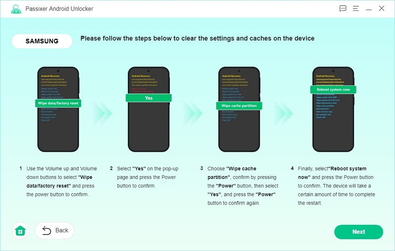 清除手機設定 | Passixer Android Unlocker 使用者指南