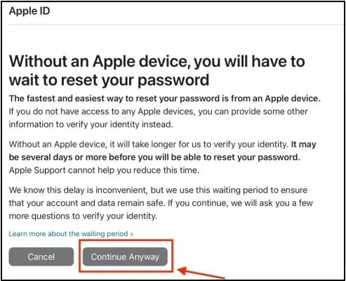 點擊仍然繼續 |無需 Apple ID 即可解鎖 iPhone 密碼